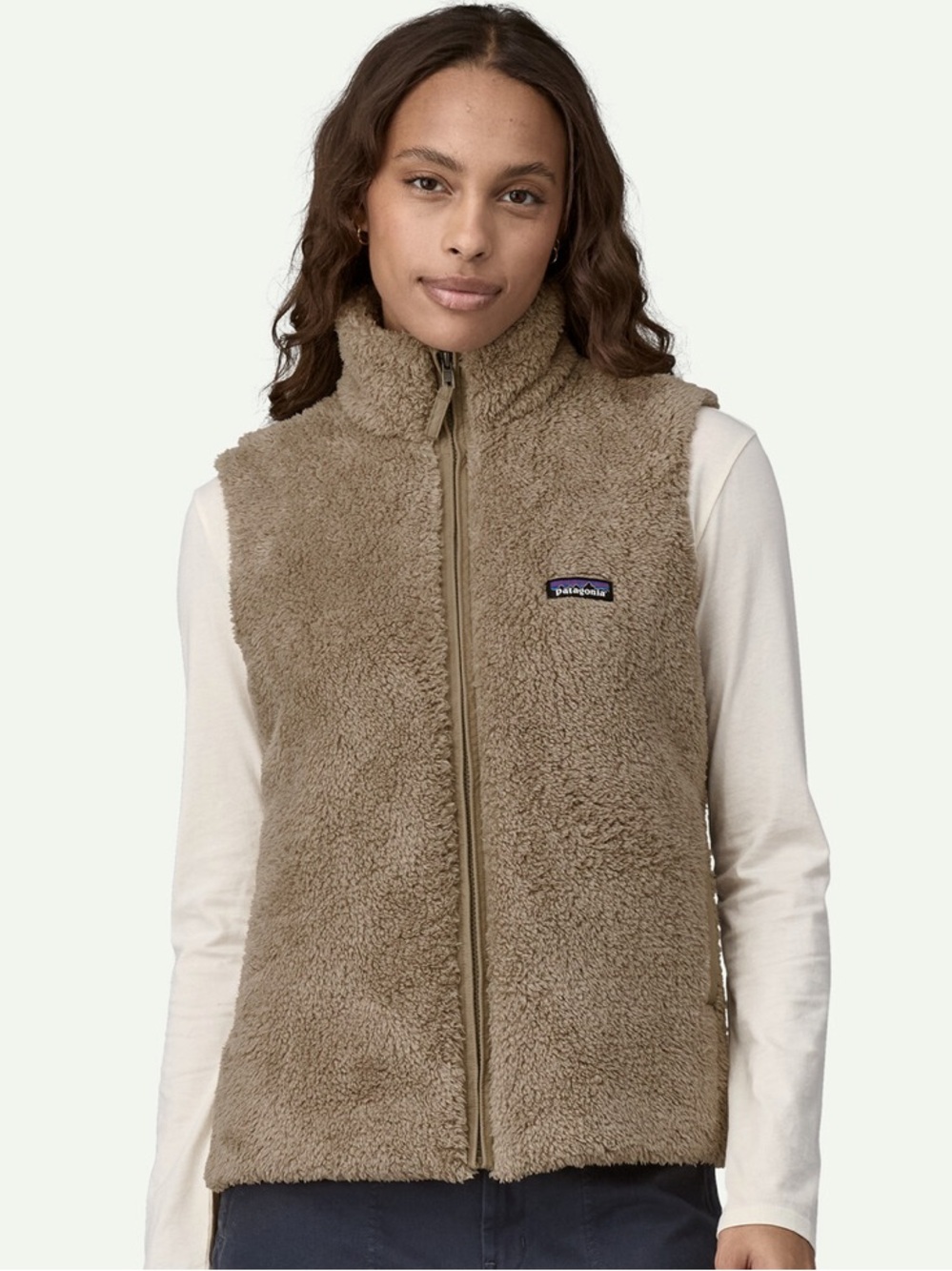 Patagonia Women's Los Gatos Fleece Vest in Taupe Brown Small